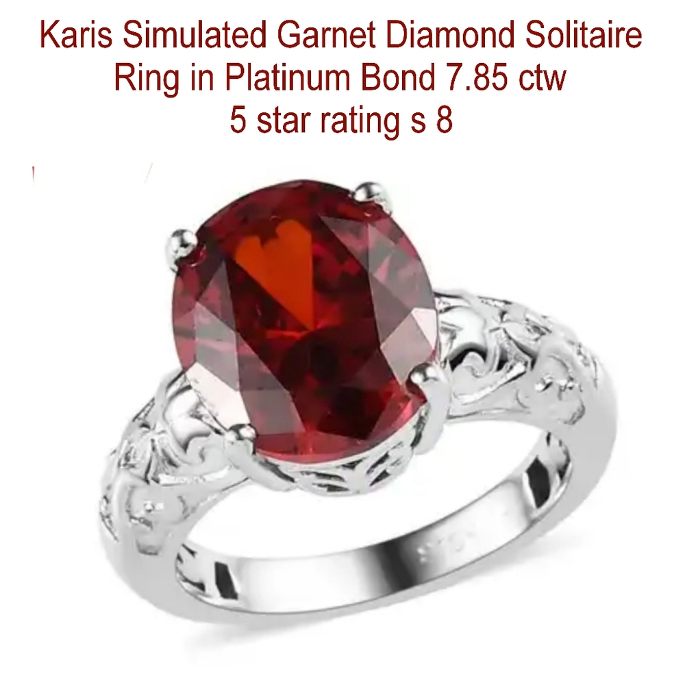 Karis Garnet Color Diamond Solitaire Ring in Platinum Bond 7.85 ctw5